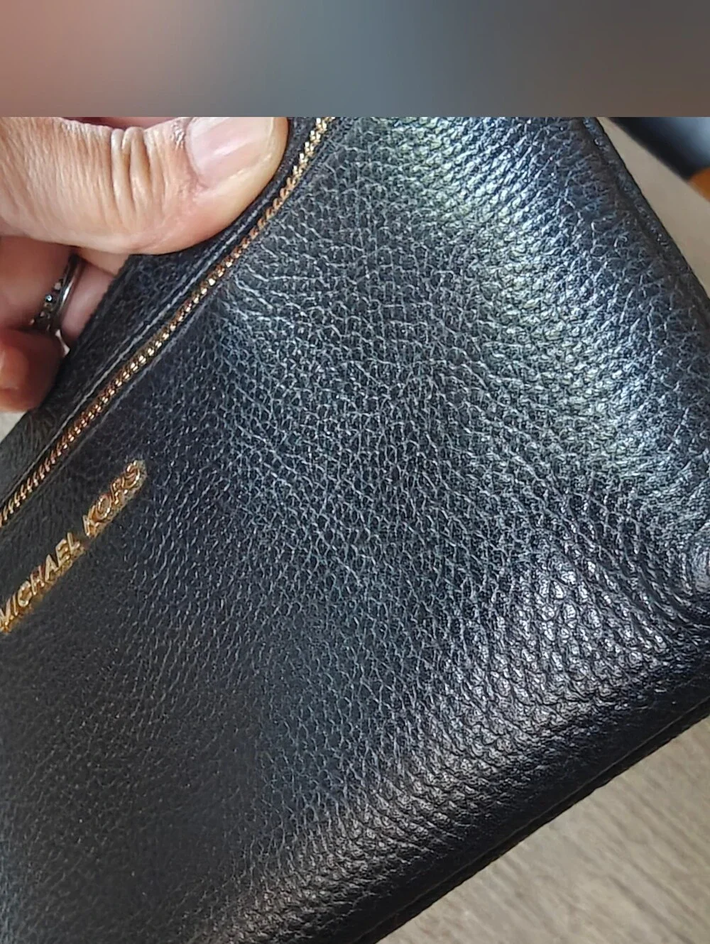 Michael Kors Black Leather Wristlet